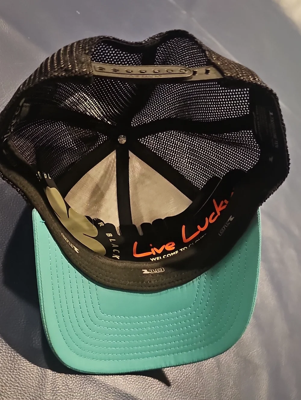Black and Teal Clover Patch Trucker Hat